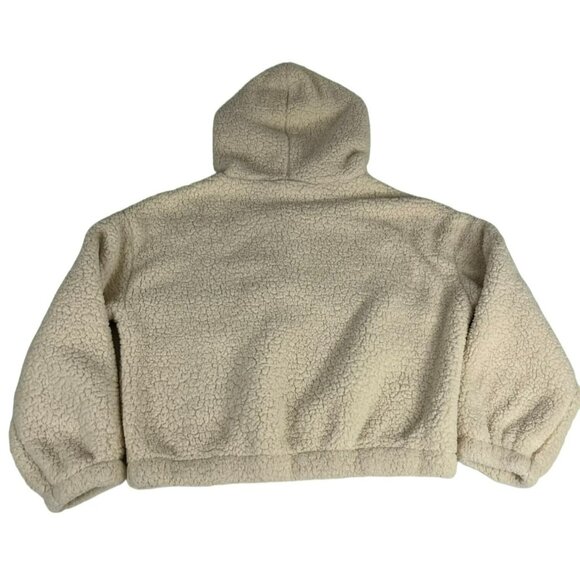 Cider Fleece Hoodie Sweater Women's M Beige Pullover Floral Crochet Winter Fall - Picture 2 of 4